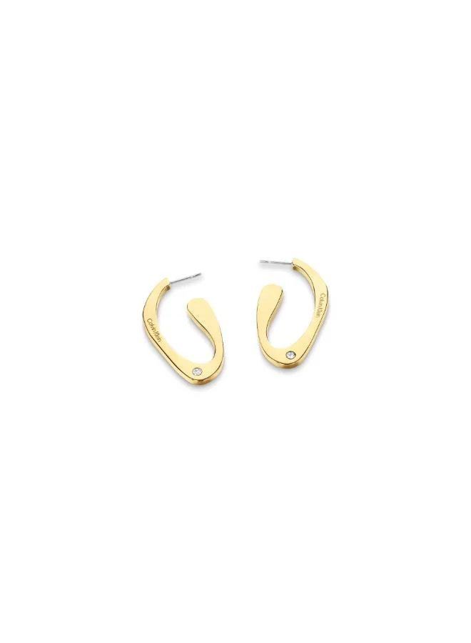 Calvin Klein Harmonious Connection Collection Hoop Earrings For Women In Yellow Gold Embellished With Crystals - 35000688